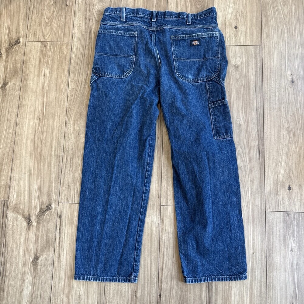 Dickies Carpenter Jeans Mens 38x30 Blue Denim Workwear Utility Relaxed Fit Paint